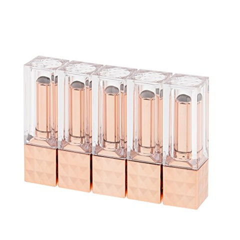 Baoblaze Durable 5Pcs 12ml DIY Empty Lip Balm Tube Lipstick Refillable Container Bottle Rose Golden
