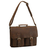 Polare Mens Full Grain Leather 15.6'' Removeable Laptop Compartment Briefcase Messenger Bag Satchel