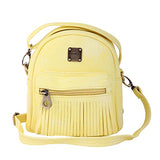 Damara Girl's Chic Tassel Zipper Pouch Front Mini Versatile Backpack,Yellow