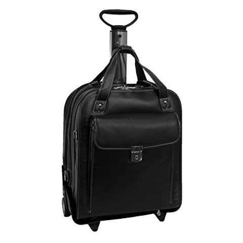 Siamod Pastenello 45315 Black Leather Vertical Detachable-Wheeled Laptop Case