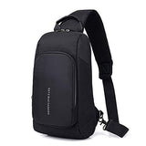 JAGENIE Men Backpack USB Charger Port Chest Pack Anti-Theft Rucksack Shoulder Sling Bag Black