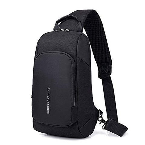 JAGENIE Men Backpack USB Charger Port Chest Pack Anti-Theft Rucksack Shoulder Sling Bag Black