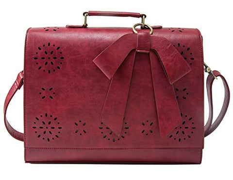 ECOSUSI Ladies PU Leather Laptop Bag Briefcase Crossbody Messenger Bags Satchel Purse Fit 14"