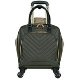 Kenneth Cole Reaction Women's Chelsea Luggage Chevron Softside 8-Wheel Spinner Expandable Suitcase Collection, Olive, 4 Underseater