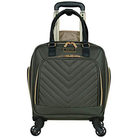 Kenneth Cole Reaction Women's Chelsea Luggage Chevron Softside 8-Wheel Spinner Expandable Suitcase Collection, Olive, 4 Underseater