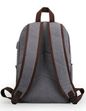 Upoalker Canvas Backpack With Usb Charging Port For School Bookbag Travel Daypack For Fits Up To