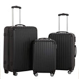 3 Pieces Spinner Luggage Sets black Suitcase Sets Hardshell Lightweight ABS Travel Luggage