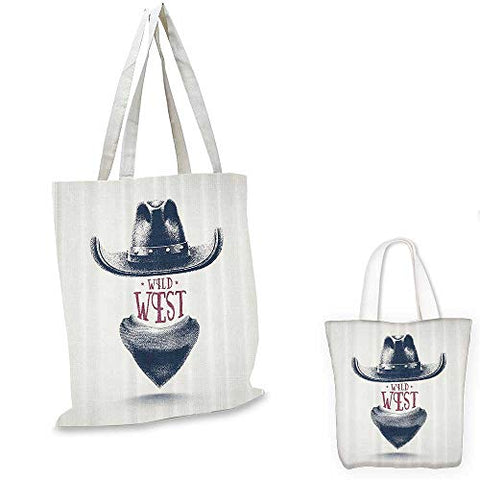 Western Decor canvas messenger bag Graphic Design of Wild West Cowboy Hat and Scarf in Vintage