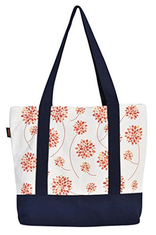 Vietsbay'S Women Floral Designprint Heavyweight White Canvas Handbags