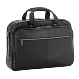 Kenneth Cole Reaction Resolute Men's Briefcase Full-Grain Colombian Leather 16" Laptop Portfolio Messenger Bag, Midnight Black, One Size