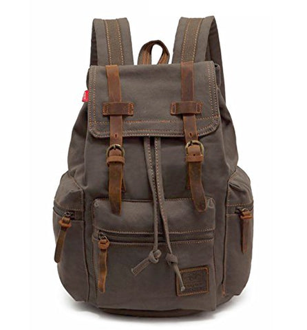 Canvas Backpack,Vintage Travel Camping Hiking Bag,Laptop School Bag Shoulder Daypacks,Unisex Casual