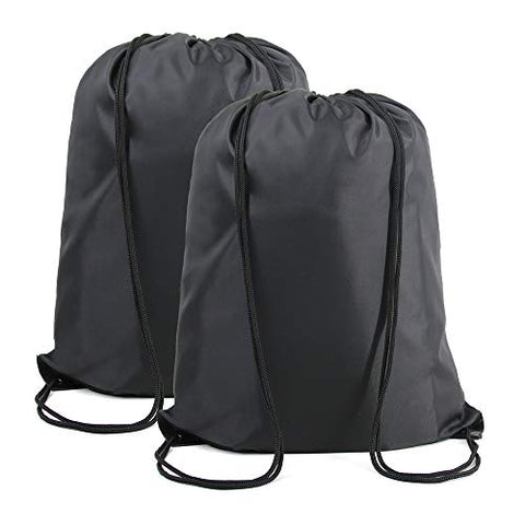 BeeGreen 2 Pieces 22.4"L x 18.1"W Drawstring Backpack Bags Bulk X-Large Sports Cinch Sack Gym String Bags Machine Washable Black