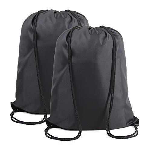 BeeGreen 2 Pieces 22.4"L x 18.1"W Drawstring Backpack Bags Bulk X-Large Sports Cinch Sack Gym String Bags Machine Washable Black