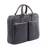 Bugatti Sartoria Zipper Large Leather Briefcase, Top Grain Leather, Black