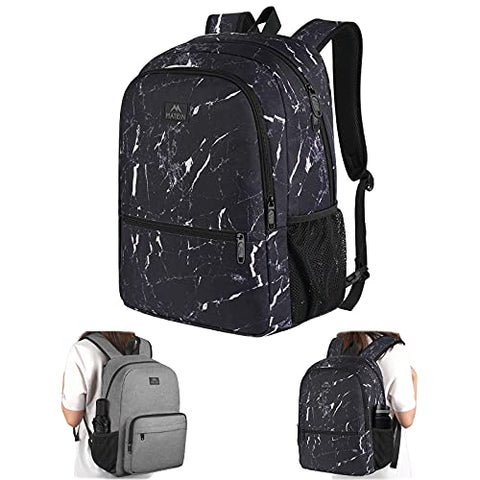 Matein School Backpack, Reversible Double Sided Bookbag for College Student Boys and Girls Classic Casual Daypack for Travel Water Resistant Slim Basic Backpack Unisex Gifts for Men, Women, Grey&Black