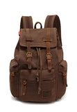 Vintage Canvas Backpack School Book Bag Casual Travel Rucksack - Coffee