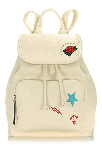 Scarleton Patched Drawstring Backpack H202808 - Ivory