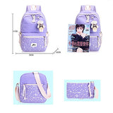 Fanci 3Pcs Stars Prints Canvas Elementary School Rucksack Backpack Set for Girls Women Casual