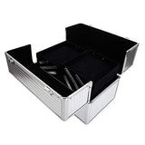 GHP 13.78"x8.66"x9.84" Silver Aluminum Cosmetics Makeup Storage Case with 2 Keys