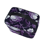 Tropical Poppy Flowers Leaf Portable Cosmetic Toiletry Bags Large Makeup Travel Bags with Handle 9"