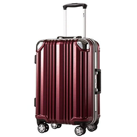 Coolife Luggage Aluminium Frame Suitcase with TSA Lock 100% PC (S(20in), Wine red)