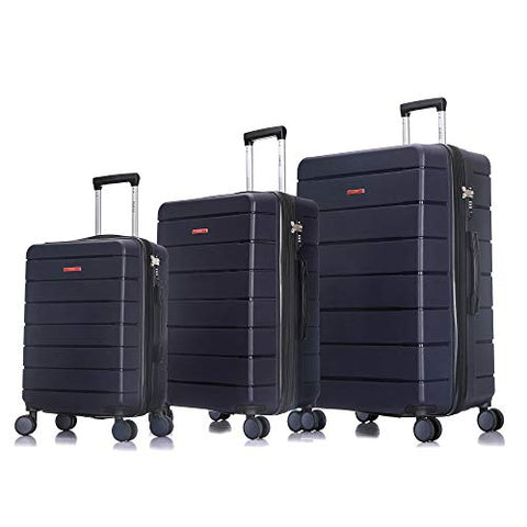 DUKAP Definity Lightweight Hardside 3 piece set 20''/24''/28'' Navy Blue
