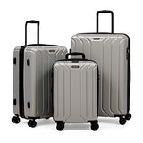 NONSTOP Luggage Expandable Spinner Wheels hard side shell Travel Suitcase Set 3 Piece Lightweight with TSA Lock and Double USB Port, NEW YORK Collection (Silver, 3-Piece Set (20/24/28))