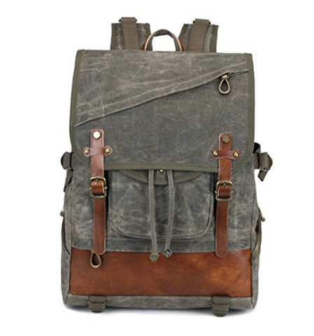 Canvas Backpack, Aidonger Vintage Canvas School Backpack Hiking Travel Rucksack Fits 15'' Laptop