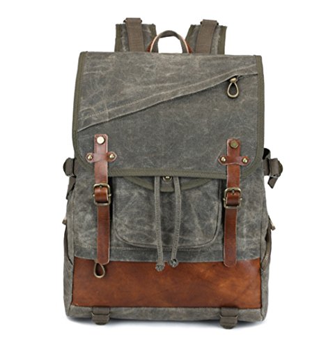 Canvas Backpack, Aidonger Vintage Canvas School Backpack Hiking Travel Rucksack Fits 15'' Laptop