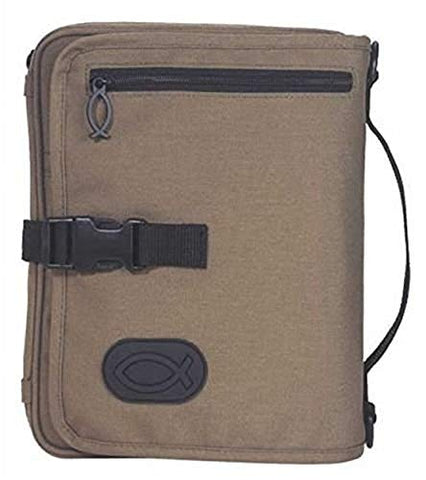 Khaki Brown 8 x 10.75 inch Reinforced Bible Cover Organizer with Handle Extra Large