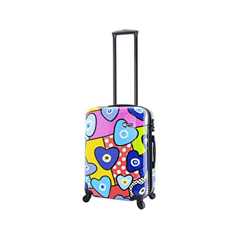 Mia Toro Italy Evil Eye Hearts Hard Side Spinner 20" Carry-on, Multi-Color