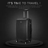 Luggage 3 Piece set ABS Hardshell with Spinner Durable and Lightweight 3 PC Suitcase sets 20 24 28 inch, Free Backpack Inside (Dark Grey)