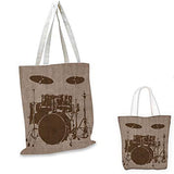 Music Decor canvas messenger bag Grunge Drum Kit for Bass Rythm Lovers Ba Dum Tss Image Sketchy Art