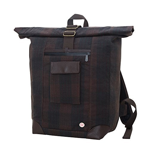 Token Bags Waxed Montrose Backpack, Dark Brown Plaid, One Size