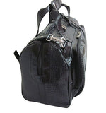 Amerileather Leather Croco-Print Two Piece Set Traveler On Spinner Wheels (#8602-0) (Black)