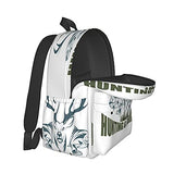 BAIW School Backpacks 16.9 Inch Print Design Student Bookbags Laptop Casual Rucksack（ Artistic Animals Emblem Moose Head Horns Trout Salmon Sea Fishes ）
