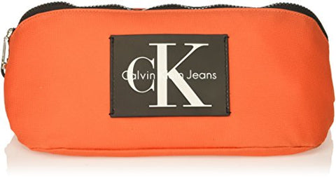 Calvin Klein Men'S Zippered Belt Bag With Oversized Logo Patch, Orange, No Size