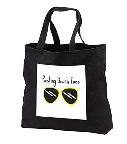 3Drose Ally J- Funny Typography - Resting Beach Face, sunglasses - Tote Bags - Black Tote Bag JUMBO