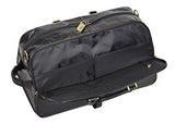 Black Wheeled Holdall Leather Duffle Gym Cabin Travel Luggage Weekend Bag Pete