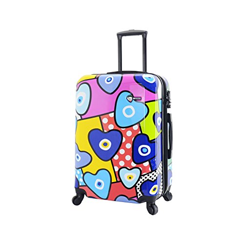 Mia Toro Italy Evil Eye Hearts Hard Side 28 Inch Spinner, Multi-Color