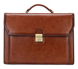 Banuce Vintage Genuine Leather Briefcase for Men Lock Lawyer Attache Case Laptop Messenger Bag