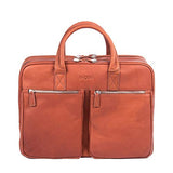 Bugatti Sartoria Zipper Large Leather Briefcase, Top Grain Leather, Cognac