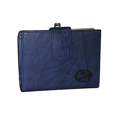 Buxton Heiress Leather Double Cardex Wallet 15 Credit Card Slots (Navy RFID Protected)