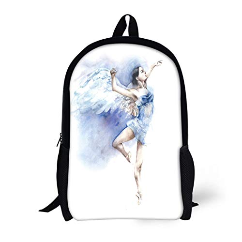 Pinbeam Backpack Travel Daypack Female Ballerina Dancing Angel Watercolor Painting Greek Ballet