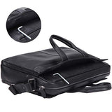 Banuce Black Cowhide Leather Briefcase for Men Soft 13 inch Laptop Business Tote Shoulder Messenger