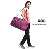 Gonex 60L Foldable Travel Duffel Bag Water & Tear Resistant, Rose Red