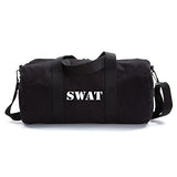 SWAT Team Text Army Sport Heavyweight Canvas Duffel Bag in Black & White, Medium