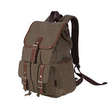 ABage Unisex Canvas Backpack Medium Vintage Travel College High School Book Bag, Khaki