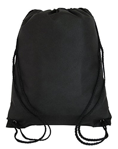 Bulk Drawstring Backpack Bags Sack Pack Cinch Tote Kids Sport Storage Bag for Gym Traveling (50, BLACK)