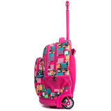Yexin Kids Print Pattern Trolley Schoolbag - Waterproof Wheeled Rolling Backpack For Girls And Boys